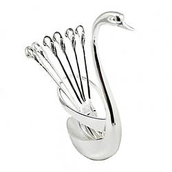 Набір десертних вилок (6шт) на підставці Лебідь , h-15,13,5 см (462-2275)