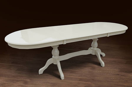 Стол обеденный овальный раскладной на двух ножках Оскар Люкс Микс мебель, цвет слоновая кость / белый, фото 2