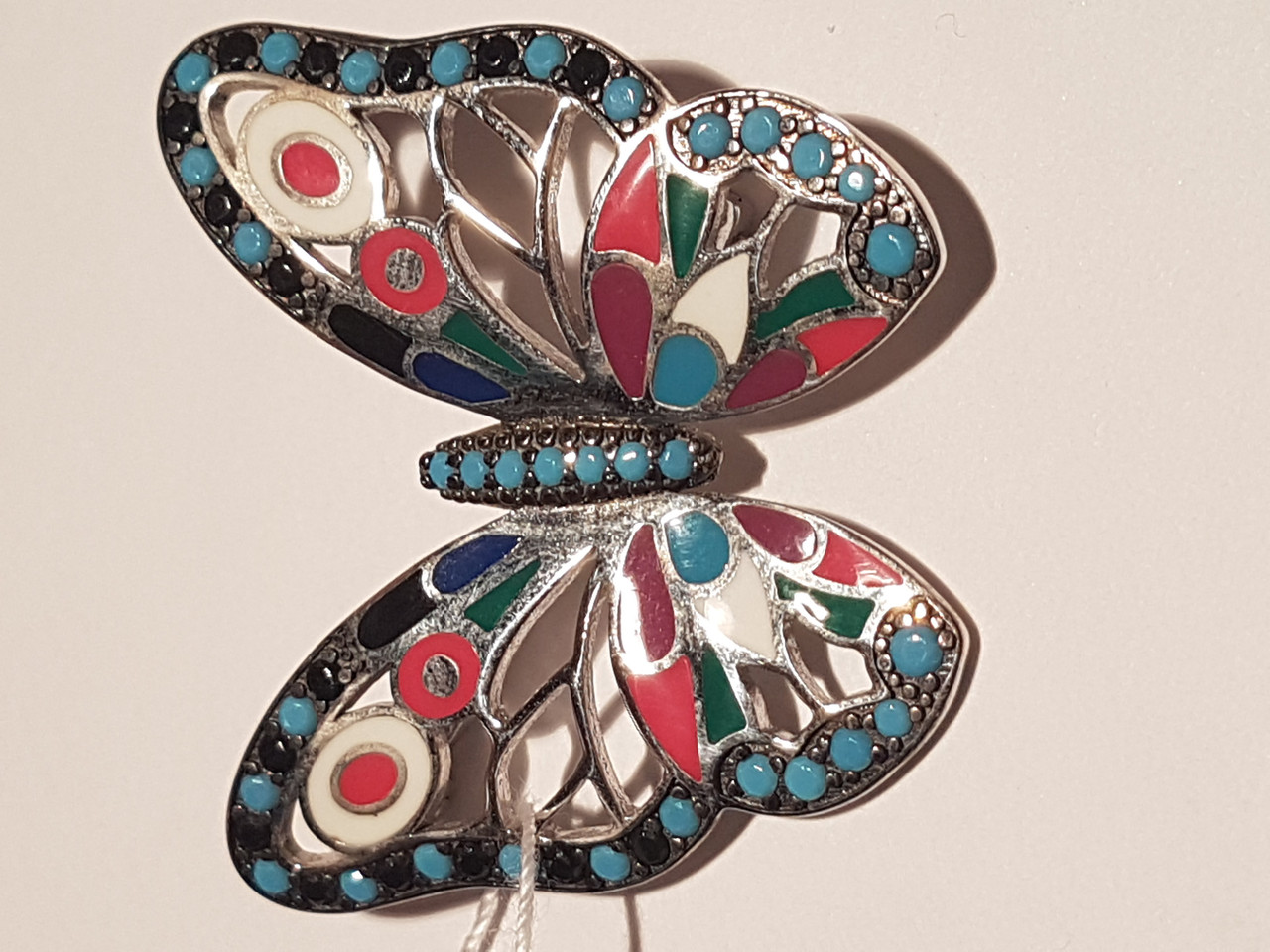 Срібна брошка Метелик з емаллю. Артикул 660105а