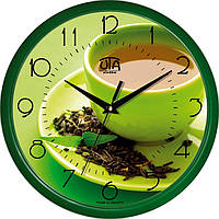 Часы настенные "Green tea" Зеленый чай круглые бесшумные зеленые