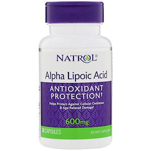 Natrol, Альфа-ліпоєва кислота, 600 мг, 30 капсул