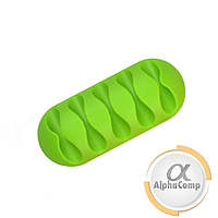 Кабельний органайзер/затискач (5 кабелів) зелений