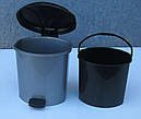 Відро для сміття з педаллю (педальне відро) пластмасове 6 л, фото 2
