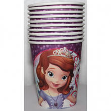 Склянки паперові одноразові для дитячого дня народження "Принцеса Софія "