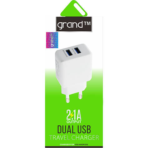 Мережеве зарядне 2 USB 2.1A Grand GH-C01, фото 1