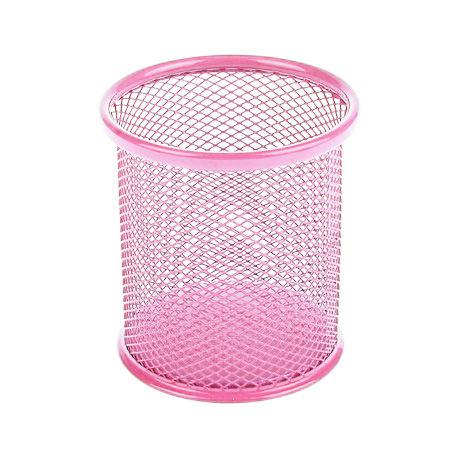 Стакан для ручок МЕТАЛ СІТКА №2 РОЖЕВИЙ Д80мм, фото 1