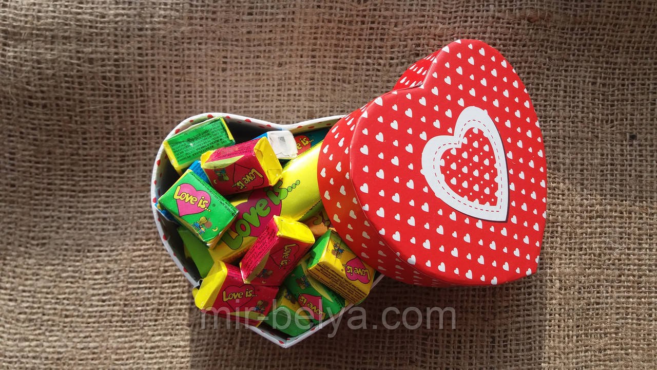 Жуйки Love is 5 смаків мікс жувальна гумка лові іс подарунковий набір 50 штук, фото 1