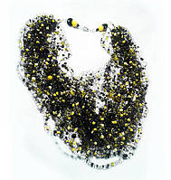 Колье в подарок -украшение на шею воздушное черное с желтым
