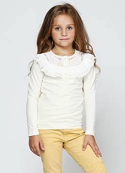 Блузка для дівчинки Гіпюр та оборки Розмір 134 см Молочний колір