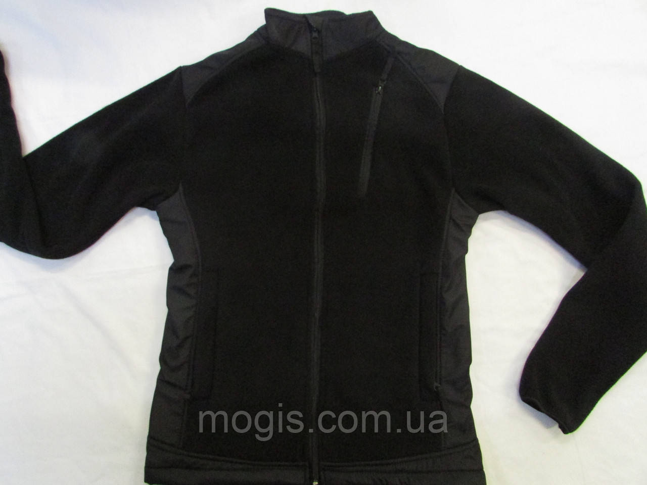 Флисовая куртка(кофта) воротник стойка с накладками на воротнике, плечах, и под рукавами "milt-11 цвет черный - фото 1 - id-p649580903
