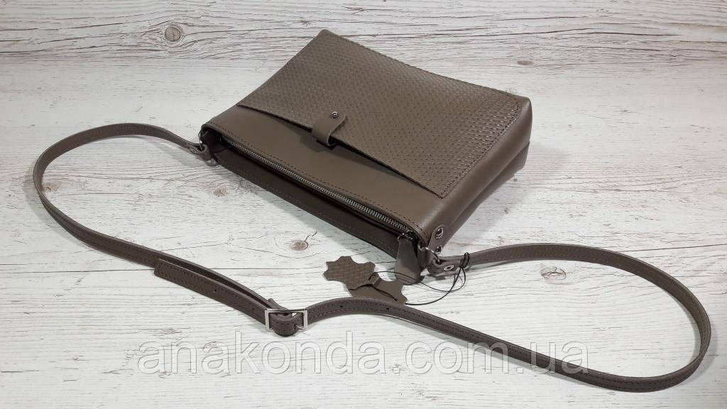 22 Натуральна шкіра, Сумка-клатч,тауп (кава з молоком, пісочний) з тисненням ріжка