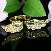 Кільце Angel Wing Gold Plate Ring w/ Swarovski Crystal SR096 - 16й розмір