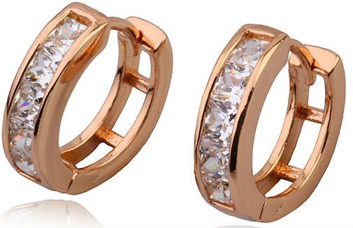 Сережки кільця, циркони, позолота Gold Filled (GF103)