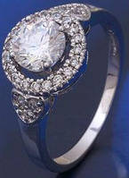 Кільце біла позолота з цирконами розмір 17 (GF192)