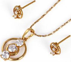 Набір сережки, кулон, ланцюжок позолота Gold Filled (GF243)