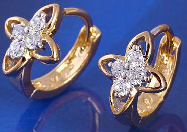 Сережки кільця позолота gold filled циркони (gf529