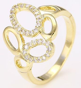 Кільце позолочене gold filled з цирконами GF956 розмір 18
