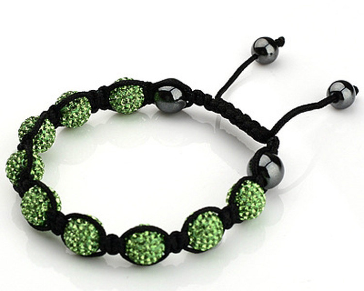 Браслет Шамбала з кристалами зелений, фото 1