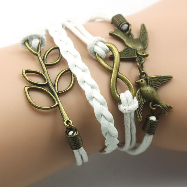 Браслет 4в1 білий Птиці (tb913), фото 1