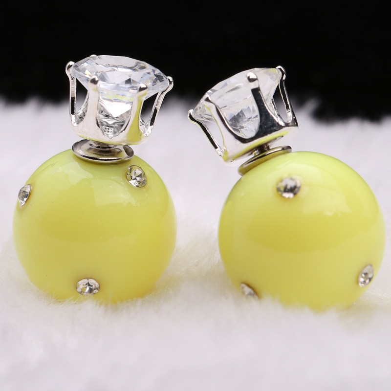 Сережки Діор Dior Жовті з камінням