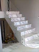 Перила из закаленного стекла на лестницу