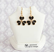 Сережки Конюшина чорні пелюстки tb1065