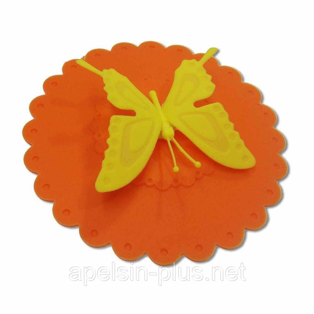 Силіконова кришка на чашку Метелик 10 см, фото 1