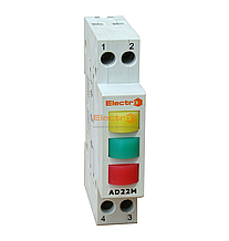 Светосигнальный індикатор фаз AD 22M червоний - зелений - жовтий LED, 380В на DIN-рейку