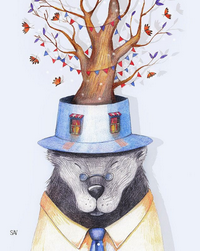 Поштова листівка "Ведмідь і метелики", фото 1