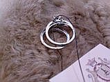 Циркон подвійне кільце з цирконом в сріблі 17 розмір, фото 3