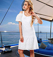Модное белое летнее платье Д-095