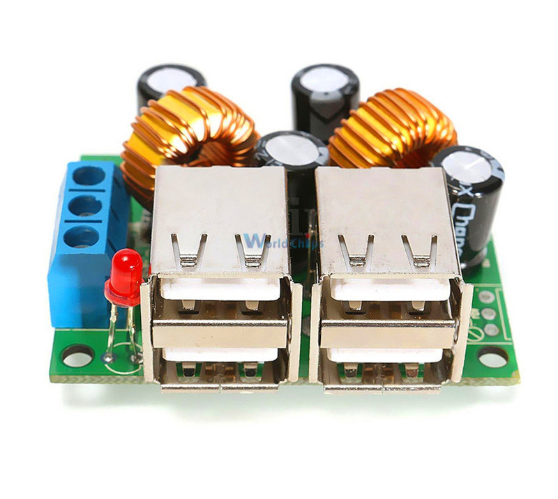 Зарядний пристрій 4 USB 5v до 6 Ампер, Вхід 7-40v Resistor Apple Residence