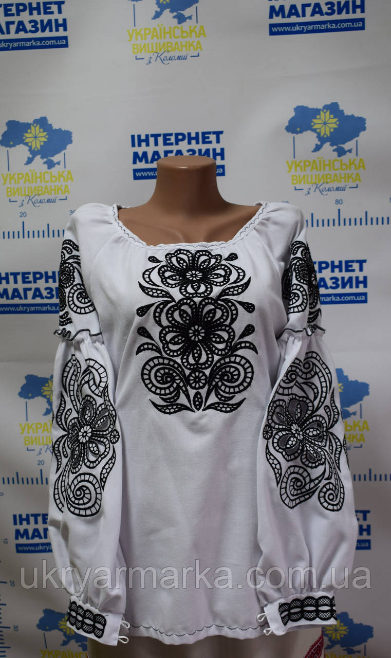 Вишита сорочка "Візерунки" чорним по білому