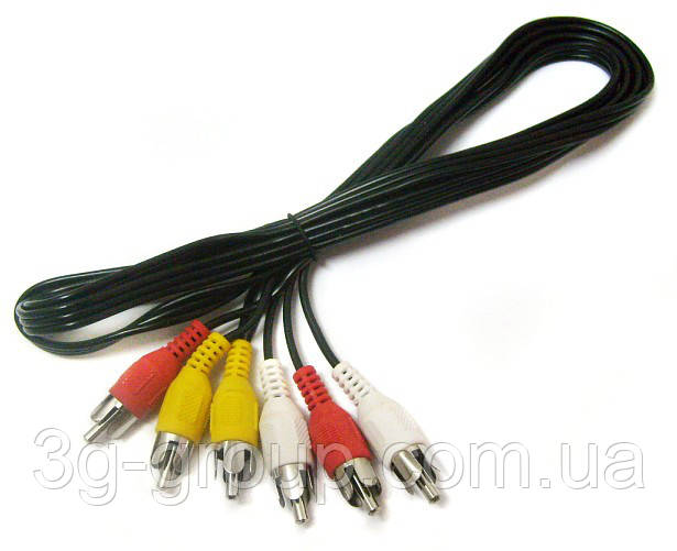 Кабель 3 RCA - 3 RCA "тюльпан" 0,8 метра