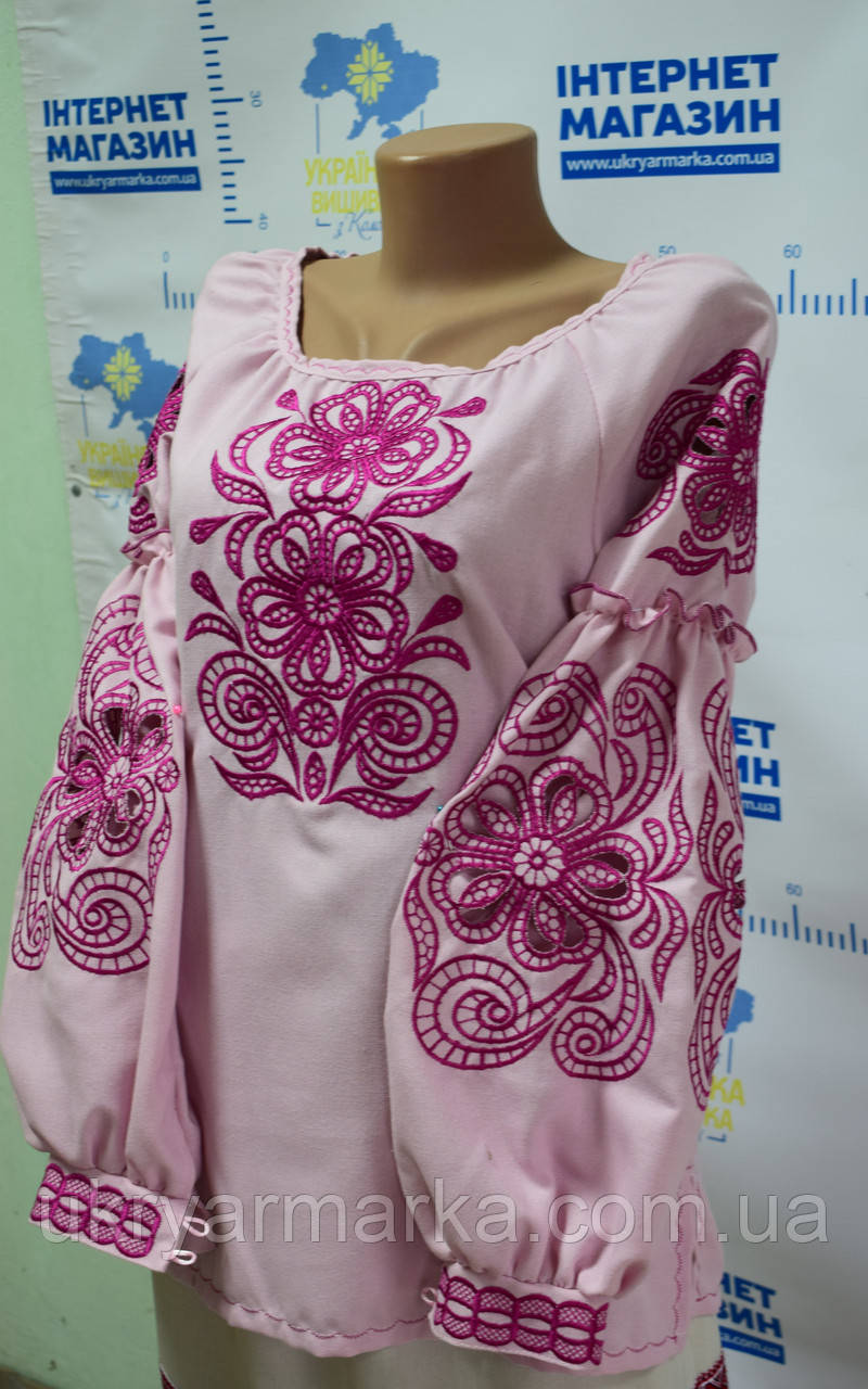 Вишита сорочка "Візерунки" рожева