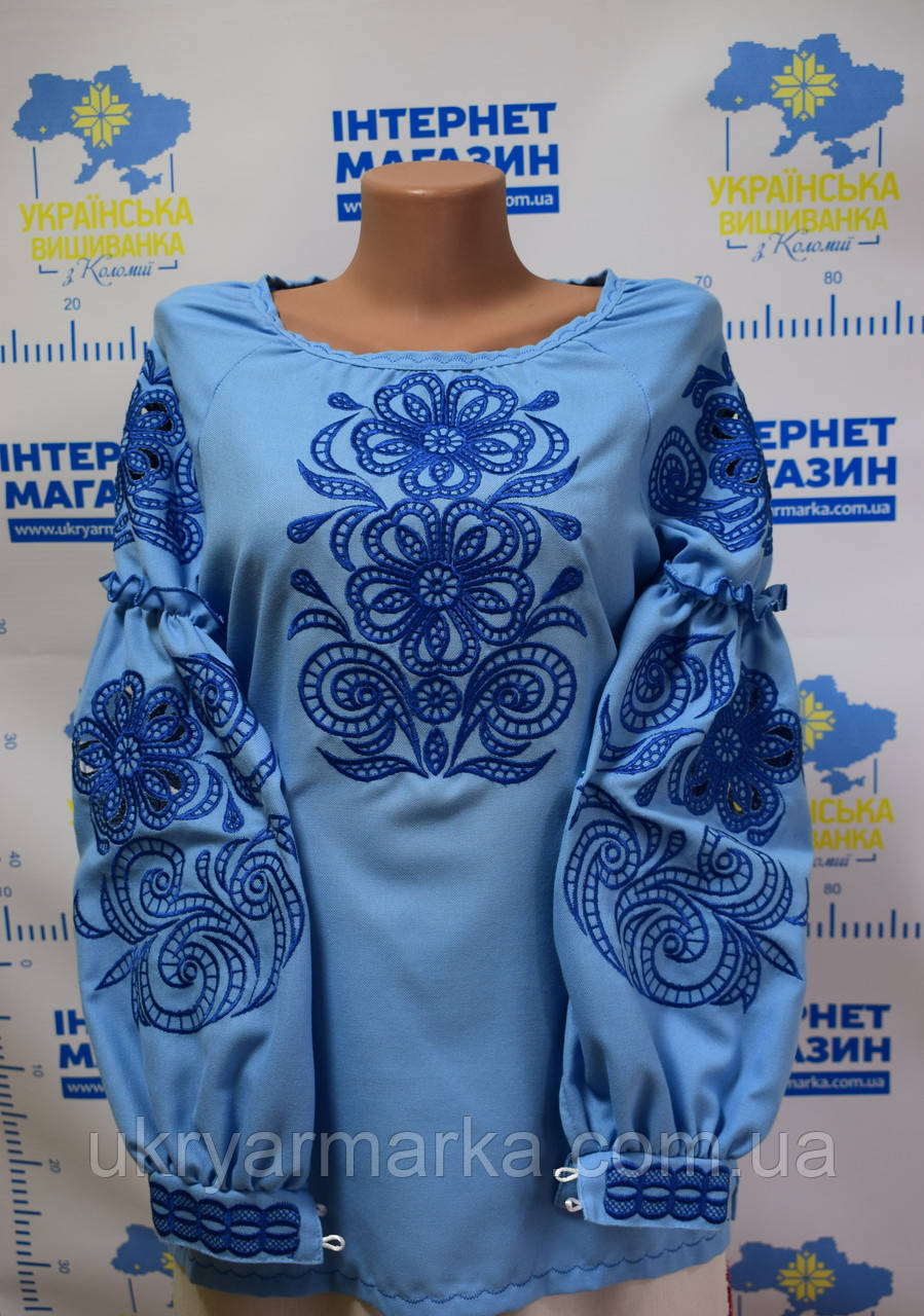 Вишита сорочка "Візерунки" блакитна