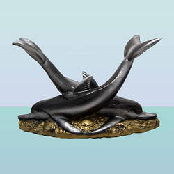 Декоративний фонтан скульптура Дельфіни для водойми та садового ставка