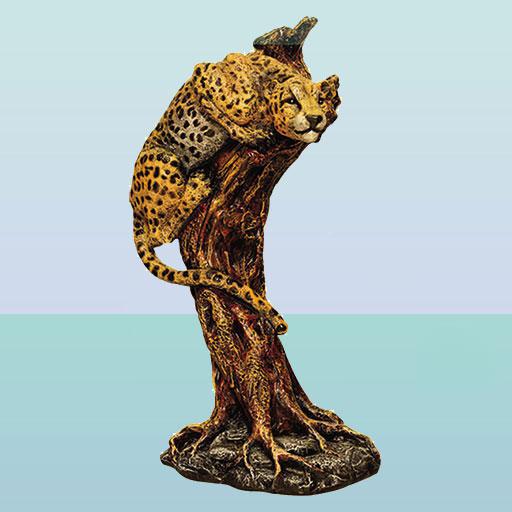 Декоративний фонтан статуя Ягуар з насадкою розсіювачем для садового ставка