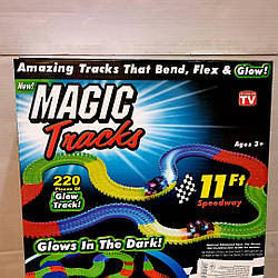 Дитяча іграшкова залізниця - Magic Tracks – новинка 220 деталей, гнучка Світна гоночна траса 280 см
