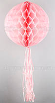 Паперова куля-стільники з бахромою, світло-рожева, 30 см