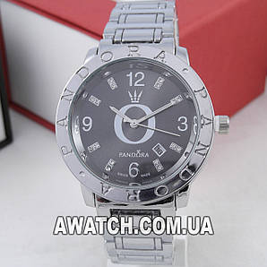 Жіночі кварцові наручні годинники Pandora B33 / Пандора на металевому браслеті сріблястого кольору