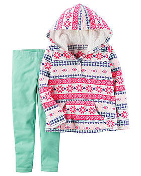 Легінси + Флісова кофта Carters для дівчинки 9 міс 67-72 див. Набір з 2-х частин