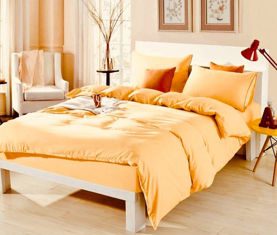 Постільна білизна поплін однотонний Абрикос Moon Love 251028 (Полуторний), фото 1