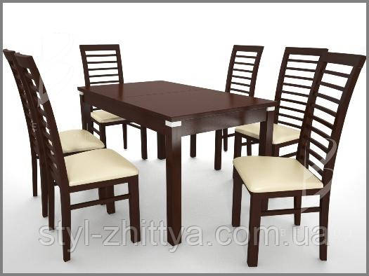 Дерев'яні меблі: Стіл + 6 стільців. ОБЕРІТЬ СВІЙ КОЛІР!!! - фото 4 - id-p48249332