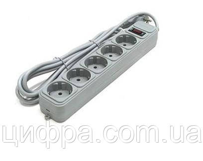 Мережевий фільтр Gembird 4.5м, 5 розеток, сірий., фото 1