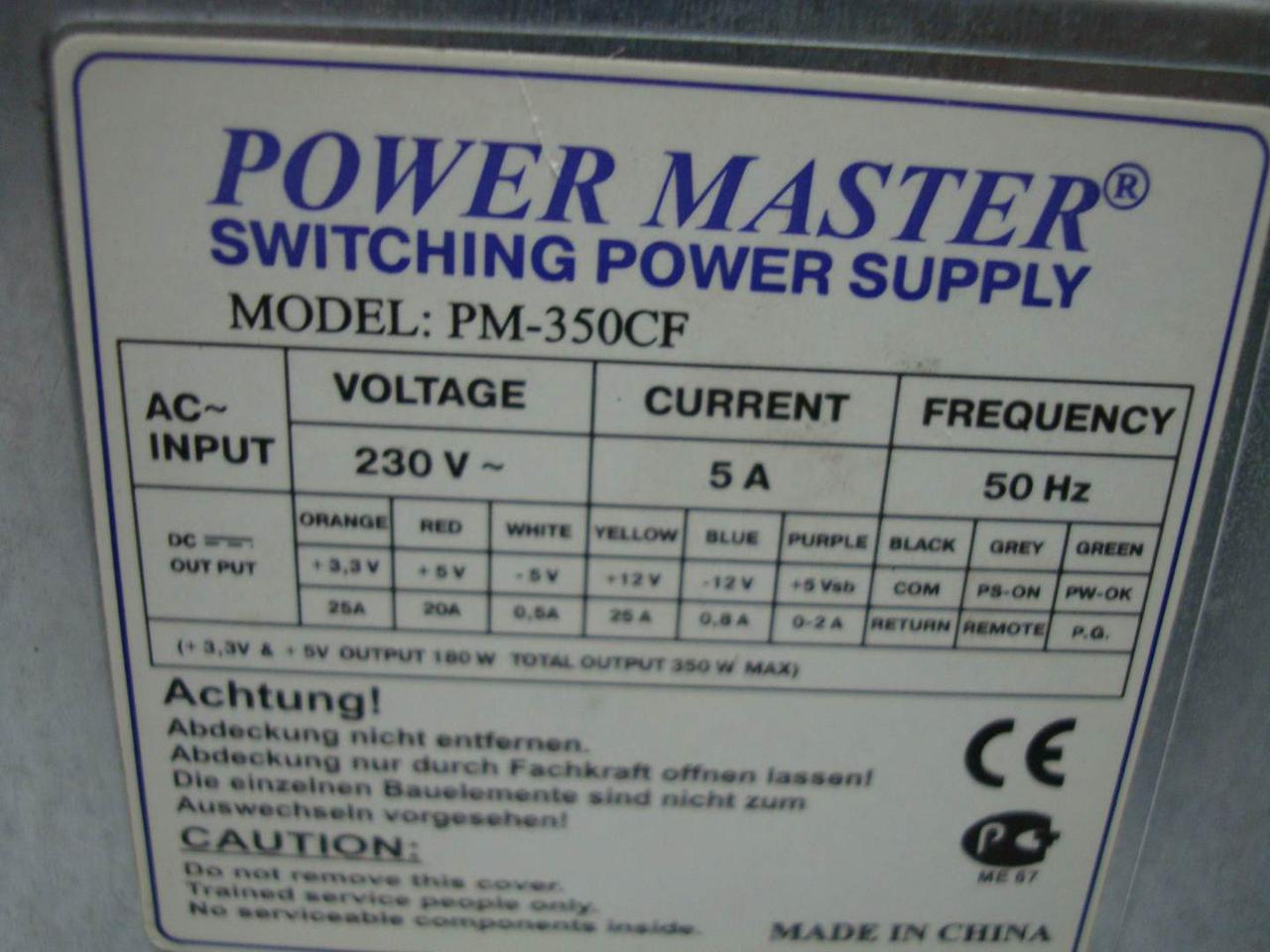 Блок живлення Power Master PM-350CF, фото 1