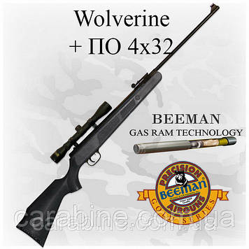 Пневматична гвинтівка Beeman Wolverine Gas Ram з газовою пружиною і оптичним прицілом 4X32 (Біман Вулверин)