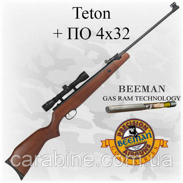 Пневматична гвинтівка Beeman Teton Gas Ram з газовою пружиною і оптичним прицілом 4х32