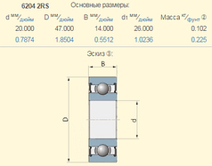 Підшипник Kuhn Axis 2014113 аналог 6204-2RS