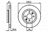 Диск гальмівний передній (259mm) Renault Kangoo I BOSCH (Німеччина), фото 3